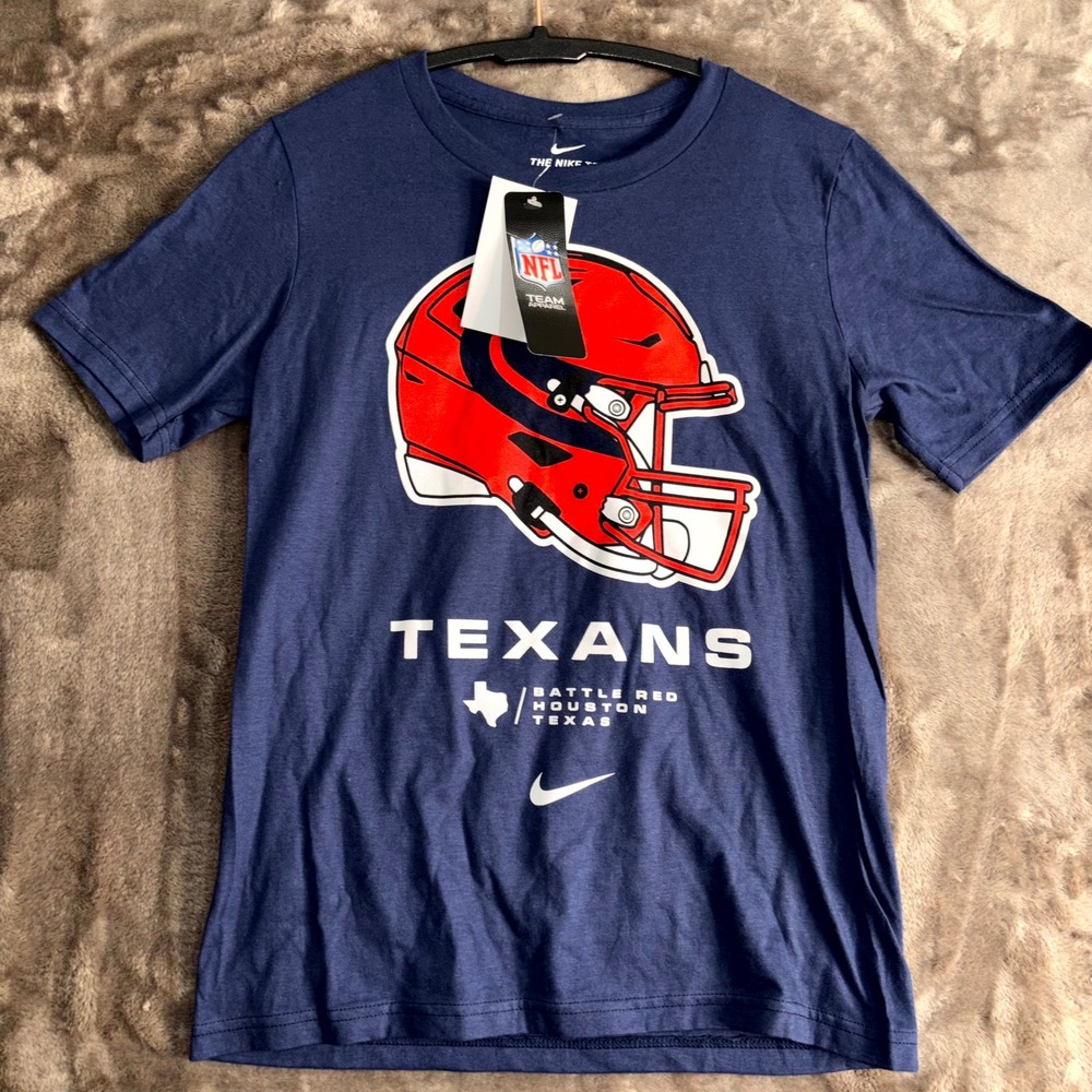 Houston Texans Shirt Boys Medium Blue Nike American Football NFL Helmet Graphic